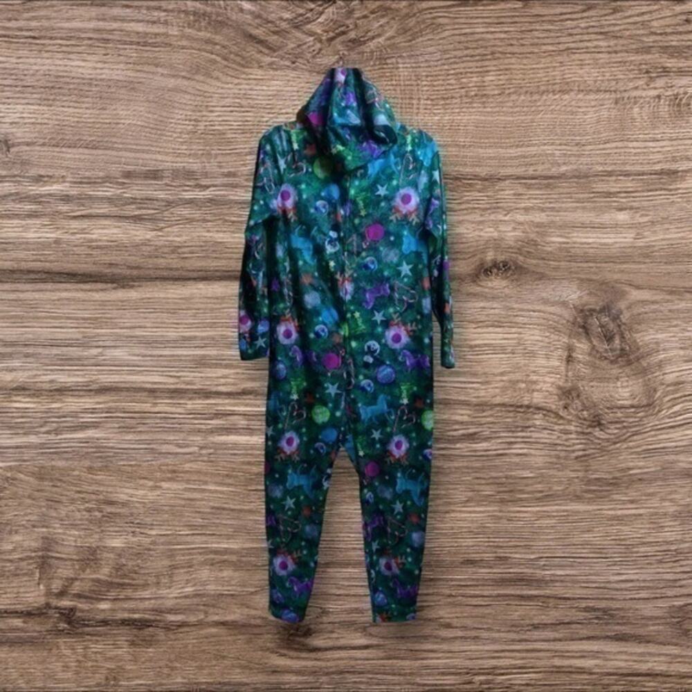 Justice size 14/16 green Christmas tree onesie. Pajamas.